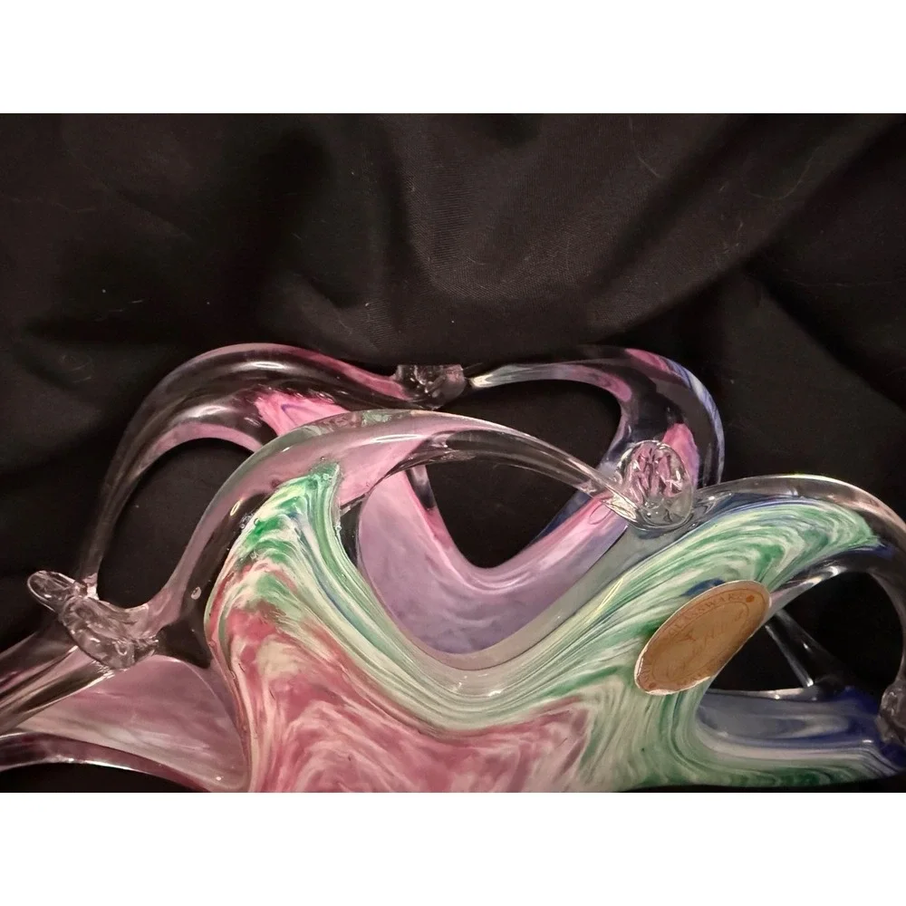 Vintage Murano Handblown Stretch Art Glass Napkin/Letter Holder Italy EUC